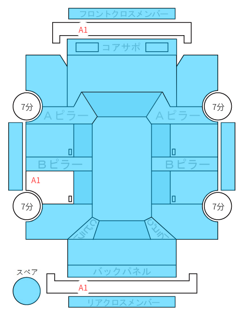 Body condition diagram (damage marks, Japanese labels)