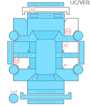 Body condition diagram (damage marks, Japanese labels)