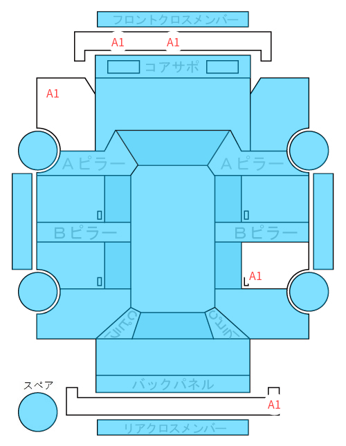 Body condition diagram (damage marks, Japanese labels)