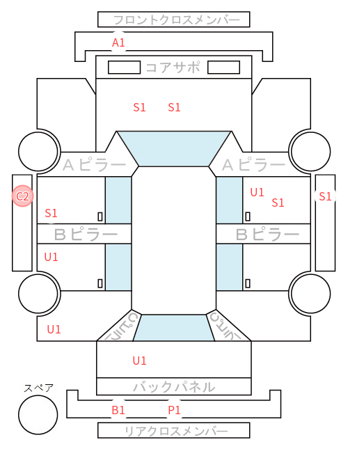 Body condition diagram (damage marks, Japanese labels)