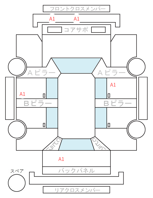Body condition diagram (damage marks, Japanese labels)