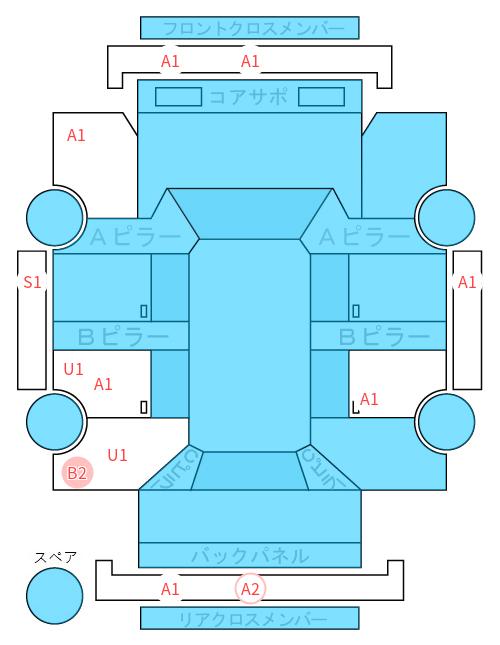 Body condition diagram (damage marks, Japanese labels)