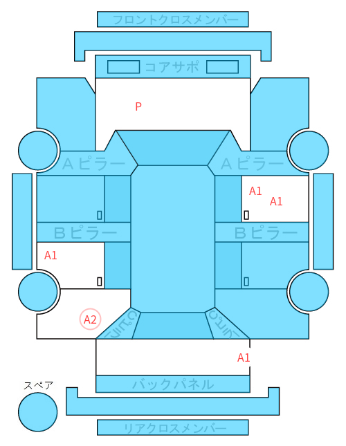 Body condition diagram (damage marks, Japanese labels)