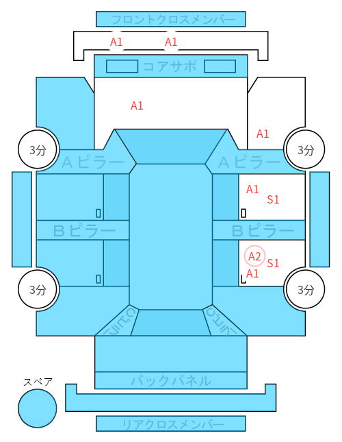 Body condition diagram (damage marks, Japanese labels)