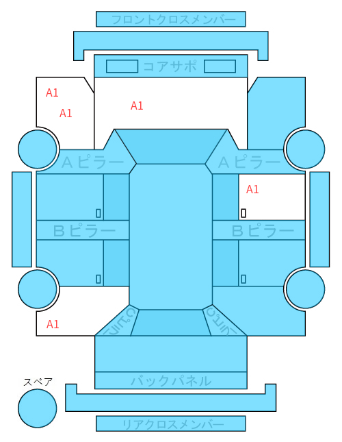 Body condition diagram (damage marks, Japanese labels)