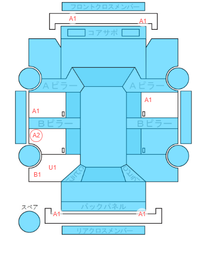 Body condition diagram (damage marks, Japanese labels)