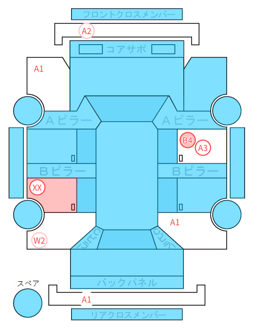 Body condition diagram (damage marks, Japanese labels)