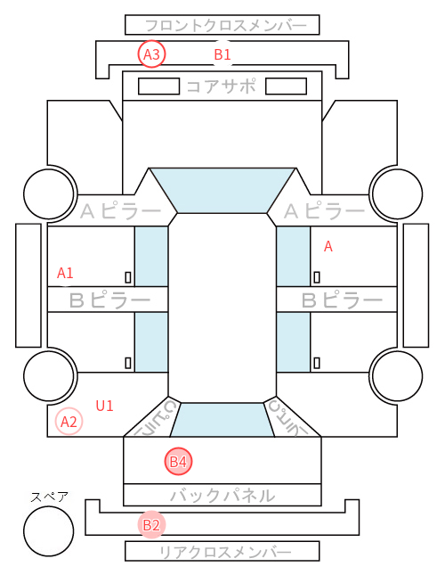 Body condition diagram (damage marks, Japanese labels)