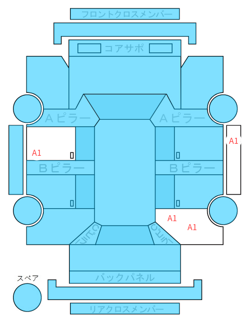 Body condition diagram (damage marks, Japanese labels)