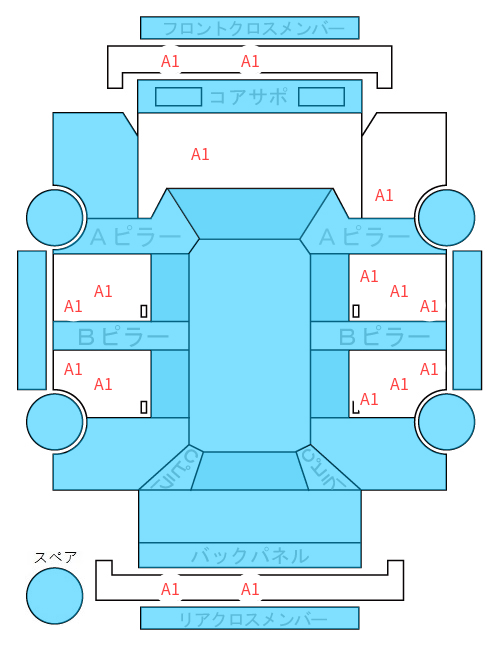 Body condition diagram (damage marks, Japanese labels)