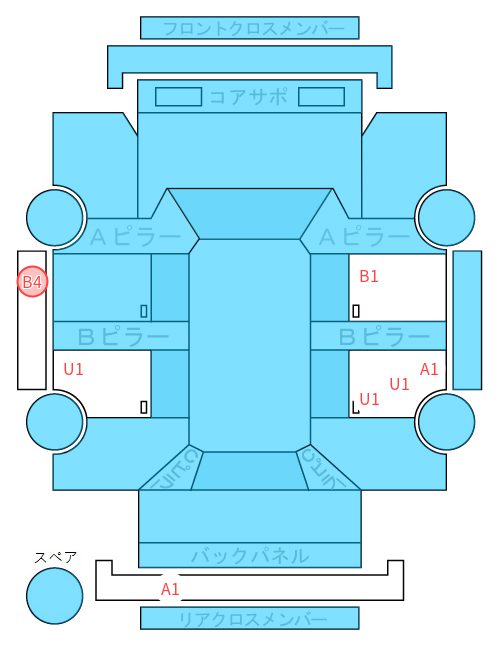 Body condition diagram (damage marks, Japanese labels)