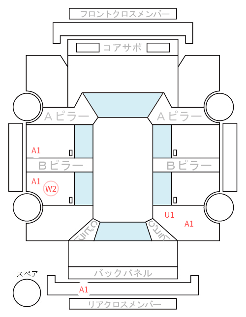 Body condition diagram (damage marks, Japanese labels)