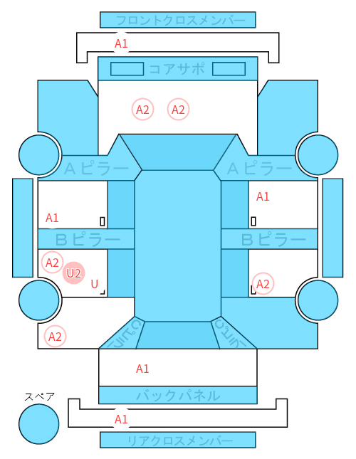 Body condition diagram (damage marks, Japanese labels)