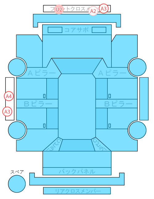 Body condition diagram (damage marks, Japanese labels)
