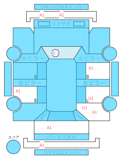 Body condition diagram (damage marks, Japanese labels)