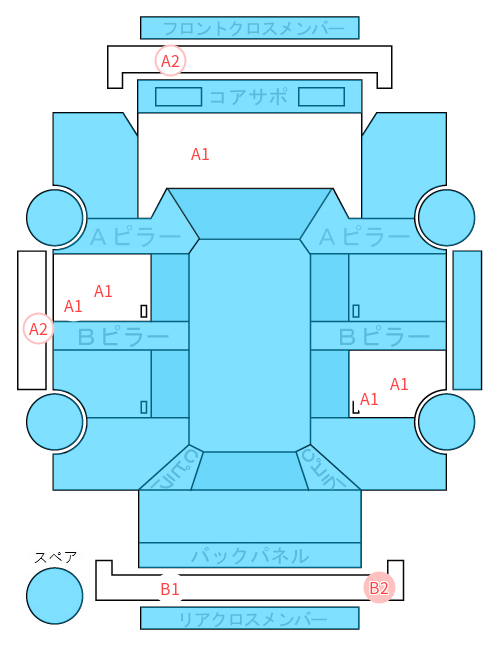 Body condition diagram (damage marks, Japanese labels)