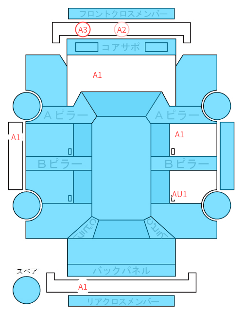 Body condition diagram (damage marks, Japanese labels)