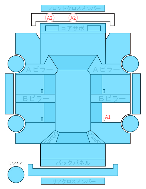 Body condition diagram (damage marks, Japanese labels)