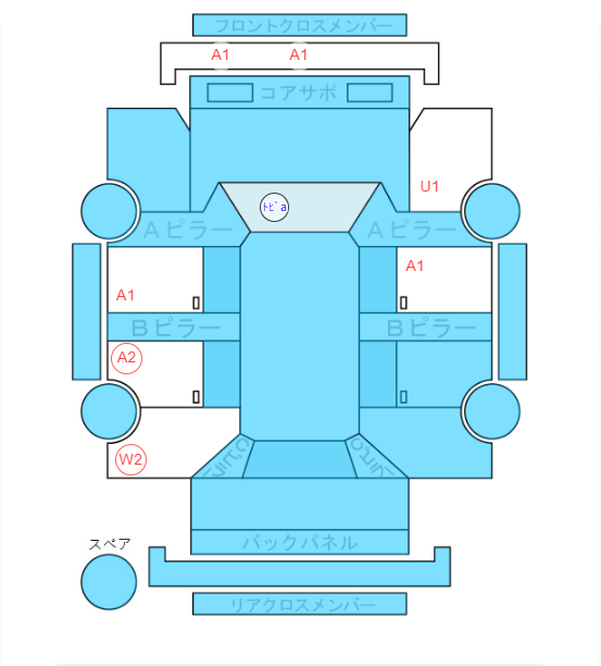 Body condition diagram (damage marks, Japanese labels)