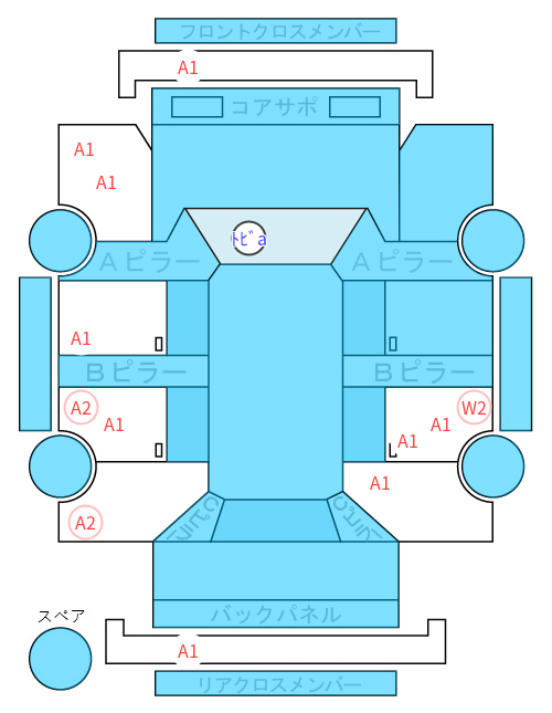 Body condition diagram (damage marks, Japanese labels)