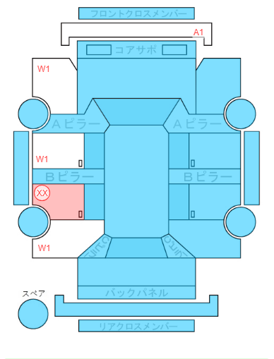 Body condition diagram (damage marks, Japanese labels)