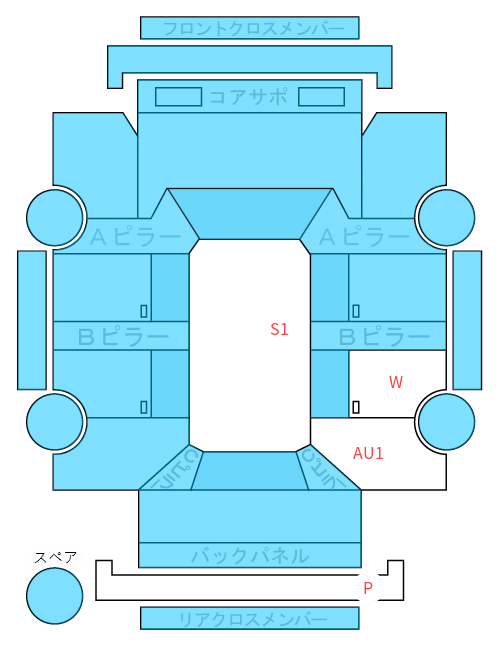 Body condition diagram (damage marks, Japanese labels)