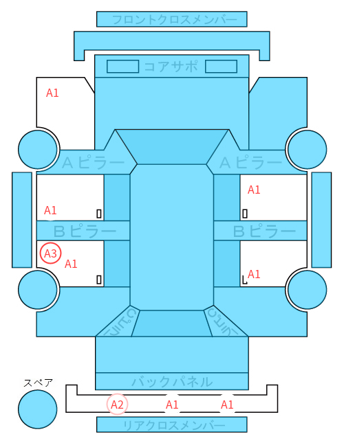 Body condition diagram (damage marks, Japanese labels)