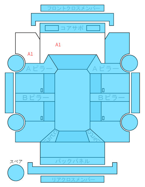 Body condition diagram (damage marks, Japanese labels)