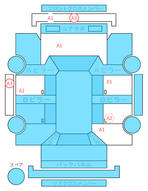 Body condition diagram (damage marks, Japanese labels)