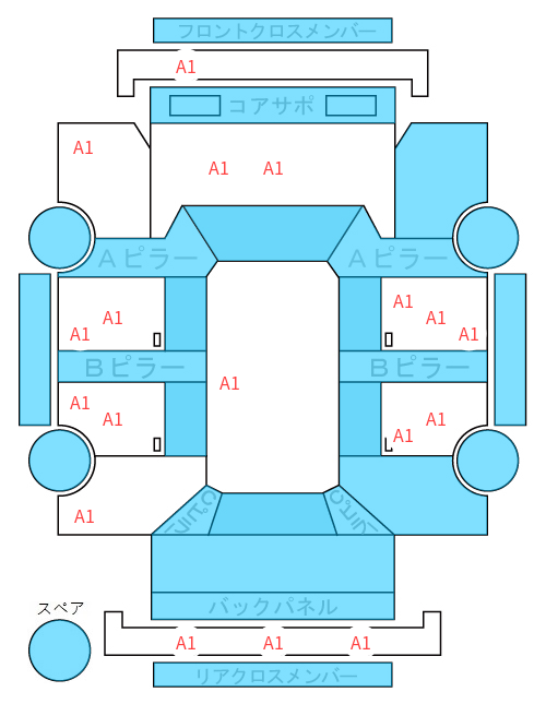 Body condition diagram (damage marks, Japanese labels)