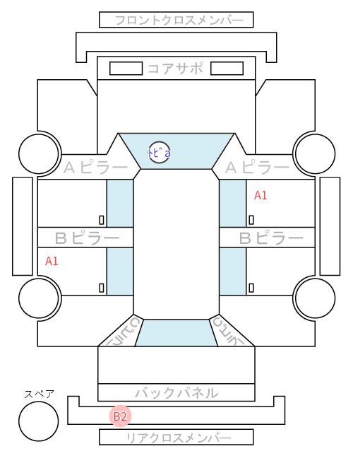 Body condition diagram (damage marks, Japanese labels)