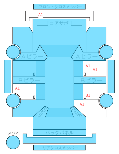 Body condition diagram (damage marks, Japanese labels)