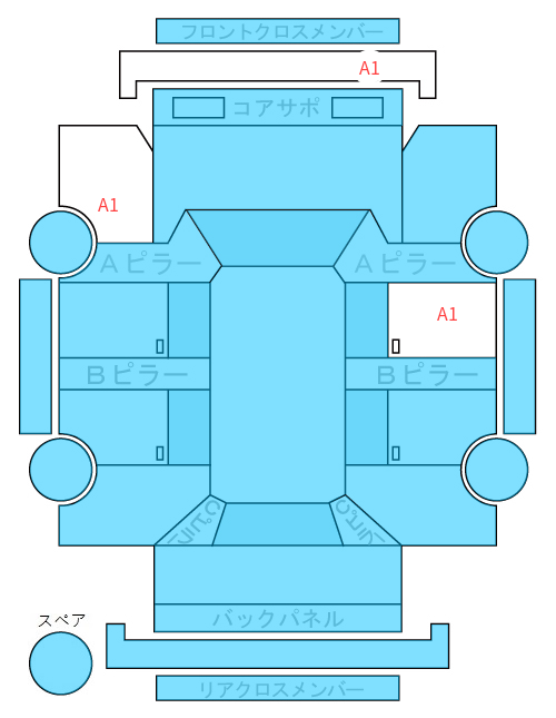 Body condition diagram (damage marks, Japanese labels)