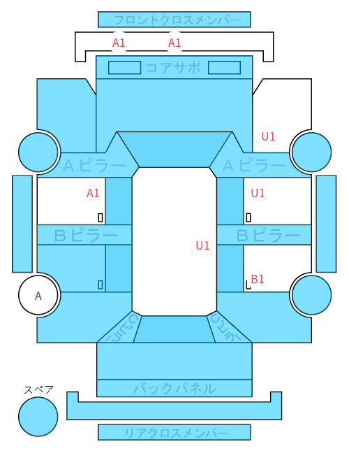 Body condition diagram (damage marks, Japanese labels)