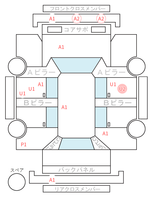 Body condition diagram (damage marks, Japanese labels)