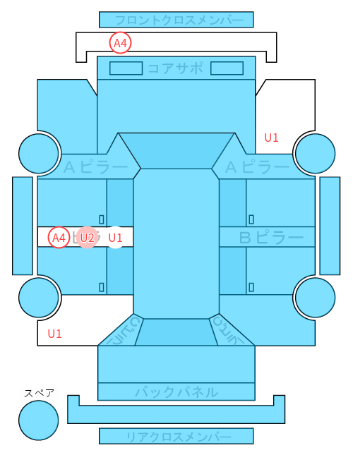 Body condition diagram (damage marks, Japanese labels)