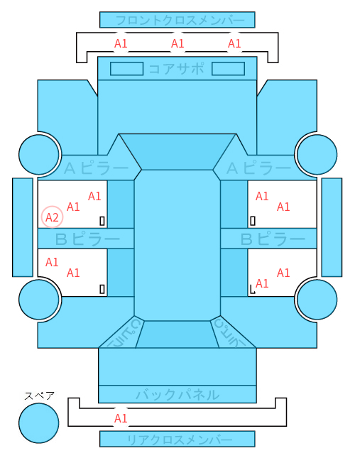 Body condition diagram (damage marks, Japanese labels)