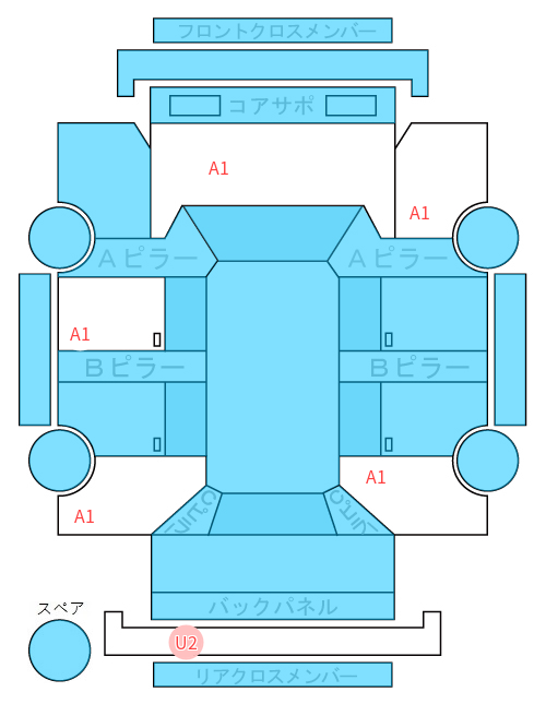 Body condition diagram (damage marks, Japanese labels)