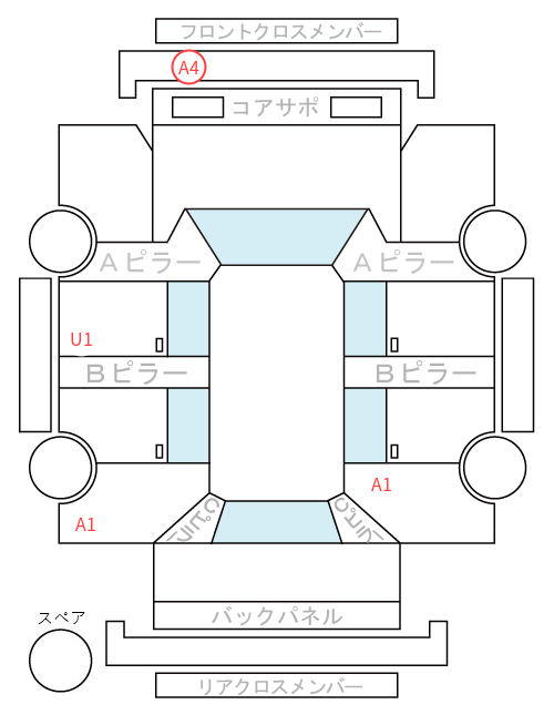 Body condition diagram (damage marks, Japanese labels)