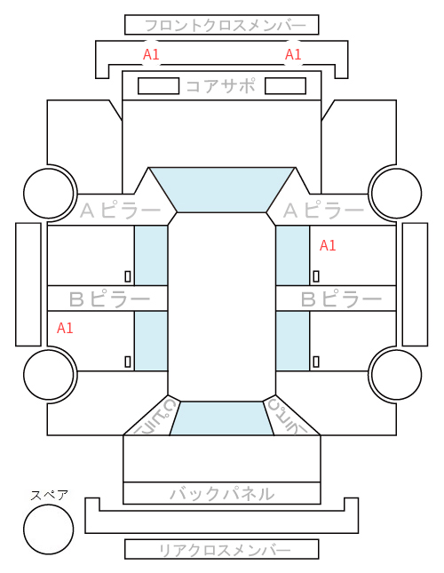 Body condition diagram (damage marks, Japanese labels)