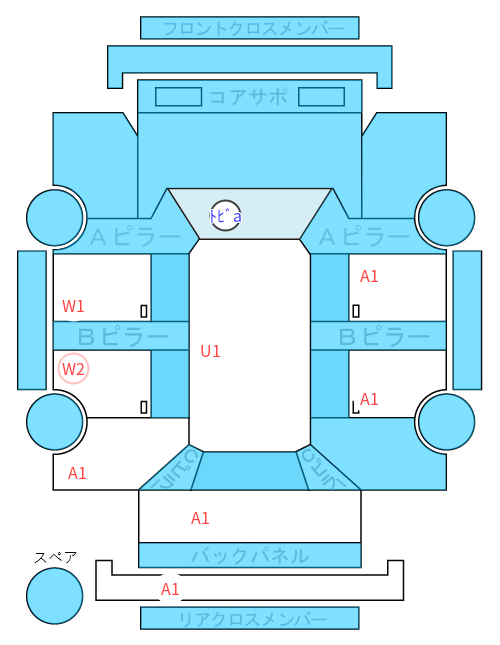 Body condition diagram (damage marks, Japanese labels)