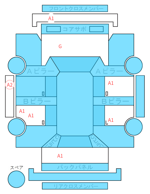 Body condition diagram (damage marks, Japanese labels)