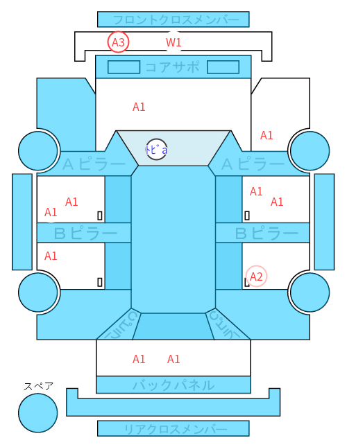 Body condition diagram (damage marks, Japanese labels)