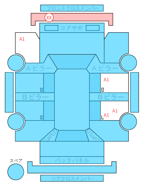 Body condition diagram (damage marks, Japanese labels)