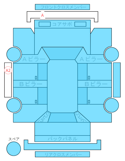 Body condition diagram (damage marks, Japanese labels)