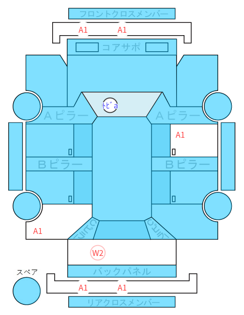 Body condition diagram (damage marks, Japanese labels)