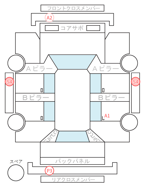 Body condition diagram (damage marks, Japanese labels)