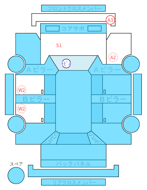 Body condition diagram (damage marks, Japanese labels)