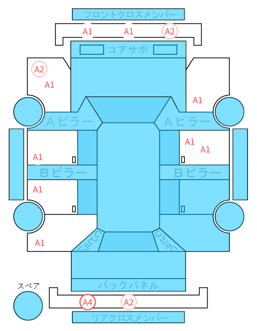 Body condition diagram (damage marks, Japanese labels)
