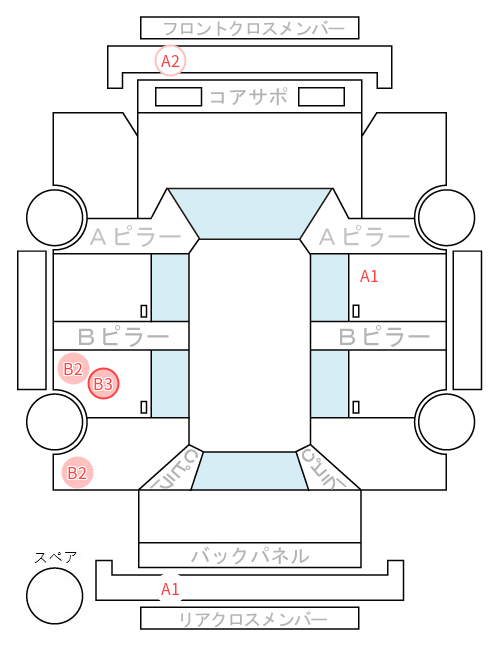 Body condition diagram (damage marks, Japanese labels)